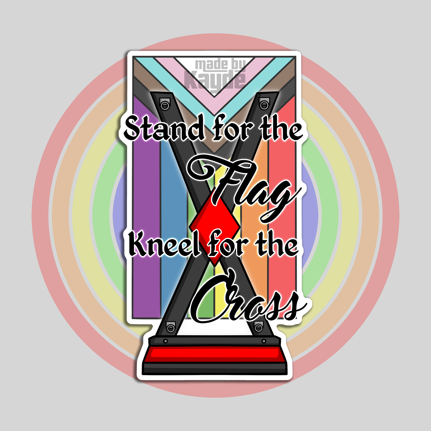 Flag and Cross Sticker