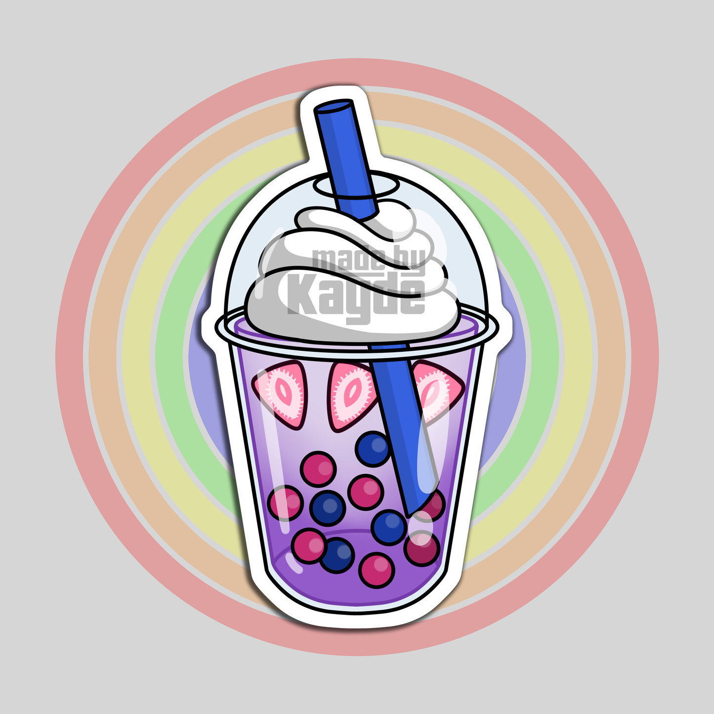 Mixed Berry Boba Tea Sticker