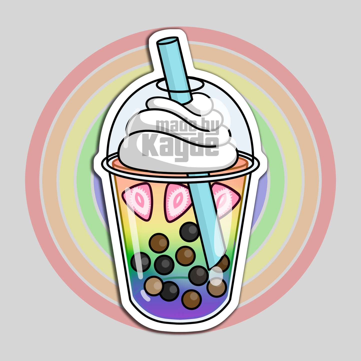 Rainbow Boba Tea Sticker